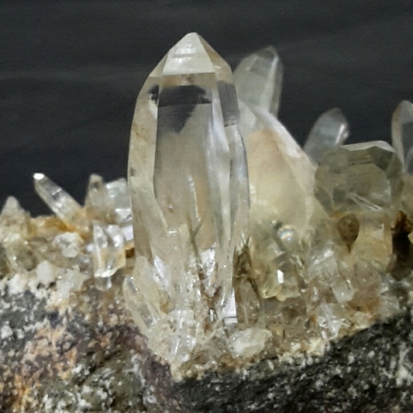 Beautiful Clear Quartz Cluster with large points and chlorite inclusions from Brazil